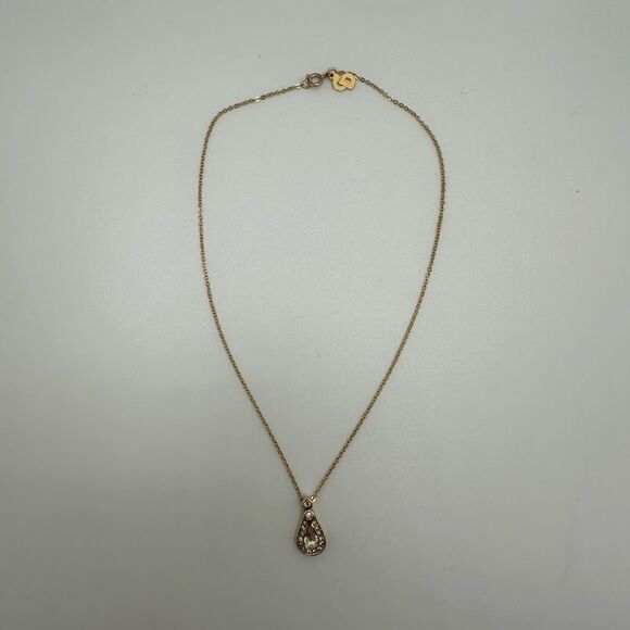 Dior Vintage Necklace Gold Tone Rhinestone Pendant Authenticated - Picture 2 of 11